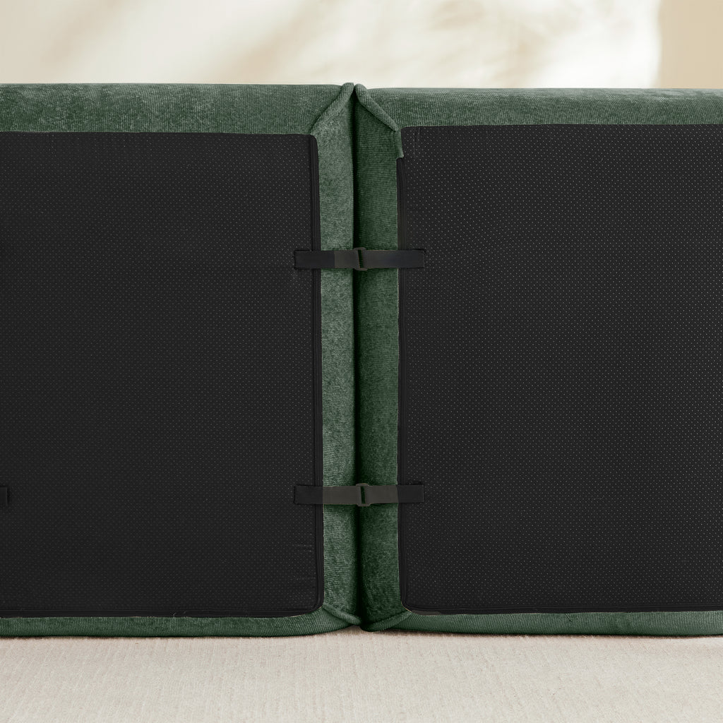 Armless Sofa in Velvet Green