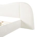 King Size Upholstered Bed Frame With Boucle Fabric Curved Headboard