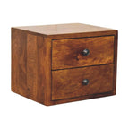 Solis Chestnut Nightstand - Wall-Mounted, 2-Drawers