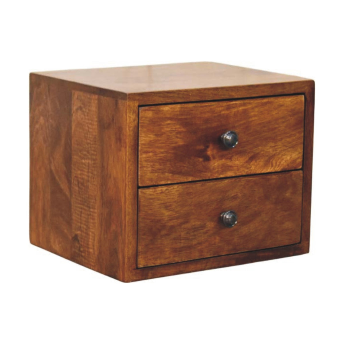 Solis Chestnut Nightstand - Wall-Mounted, 2-Drawers