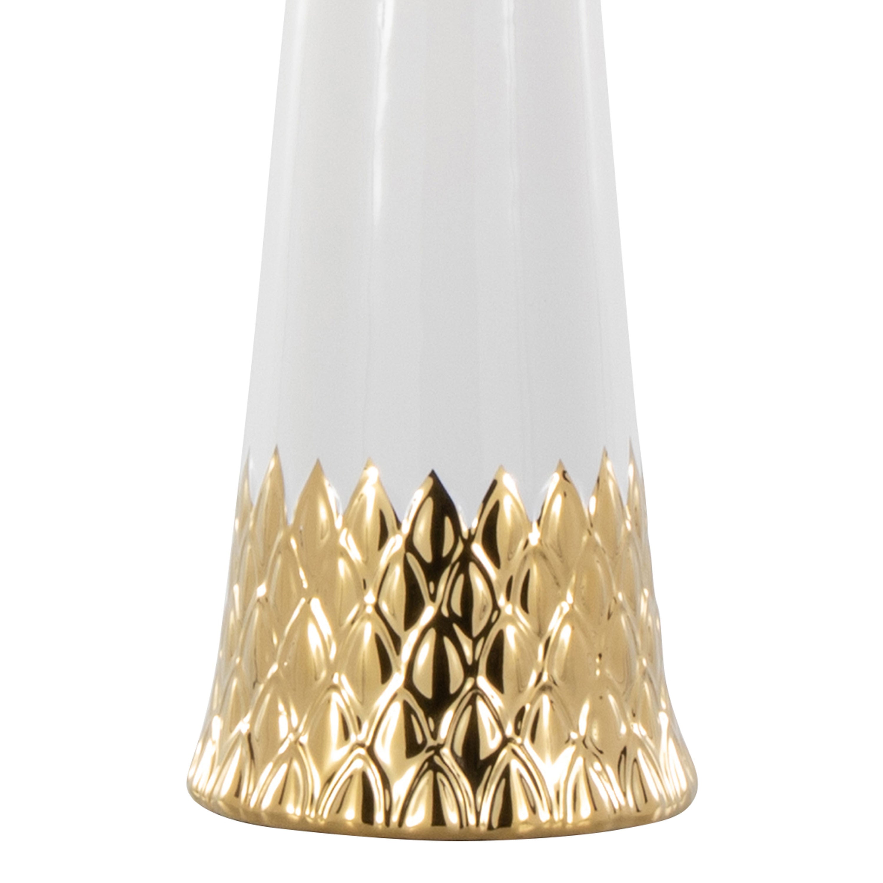 Penelope 22' Contemporary Ceramic Table Lamp with White & Gold Ceramic Body and White Shade