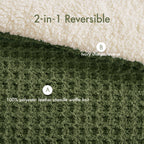 3 Pieces King/Cal King Waffle Knit Chenille Comforter Set, Olive