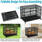 48 Inch Heavy Duty Indestructible Dog Crate with Wheels