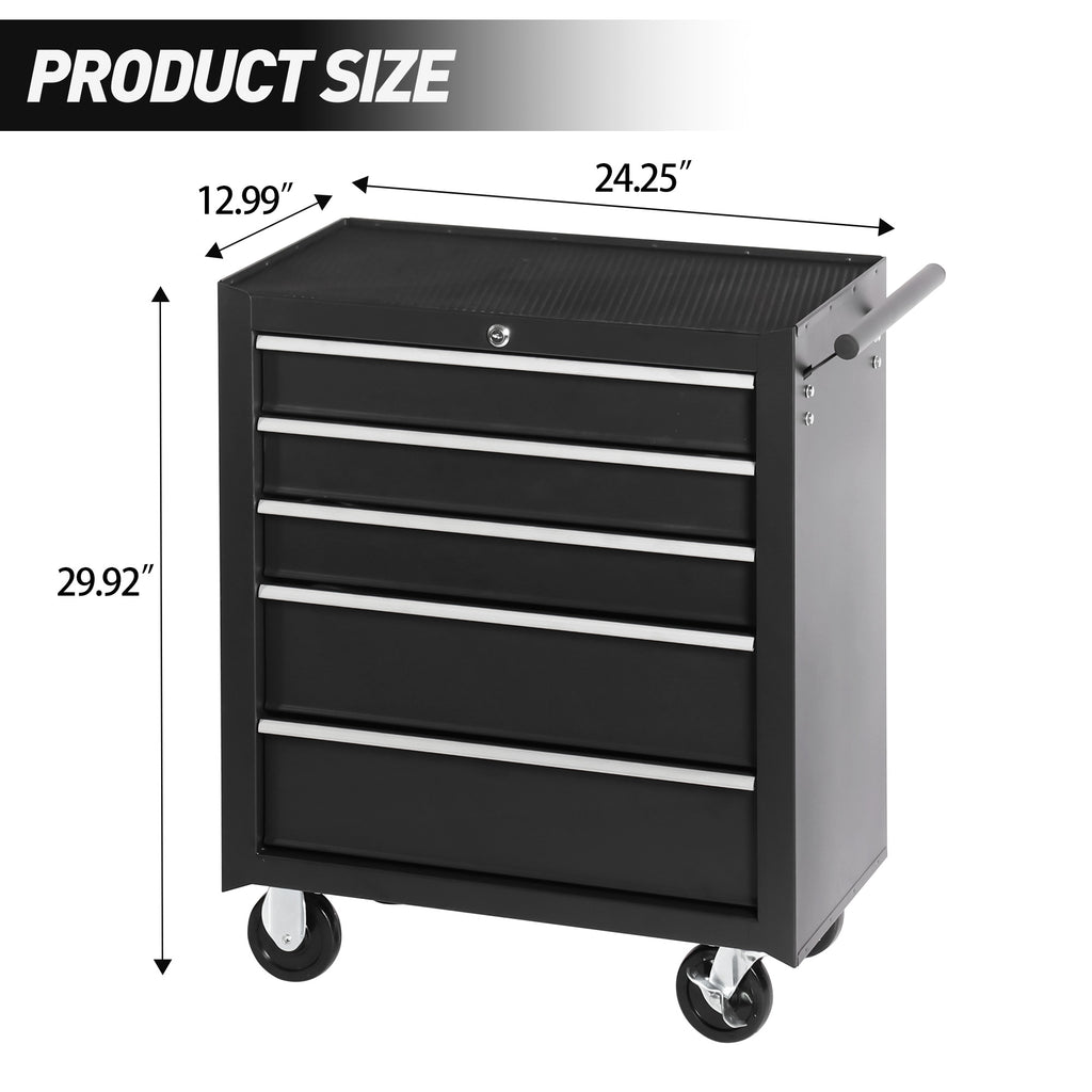 5-Drawer Rolling Tool Chest With Lock & Key
