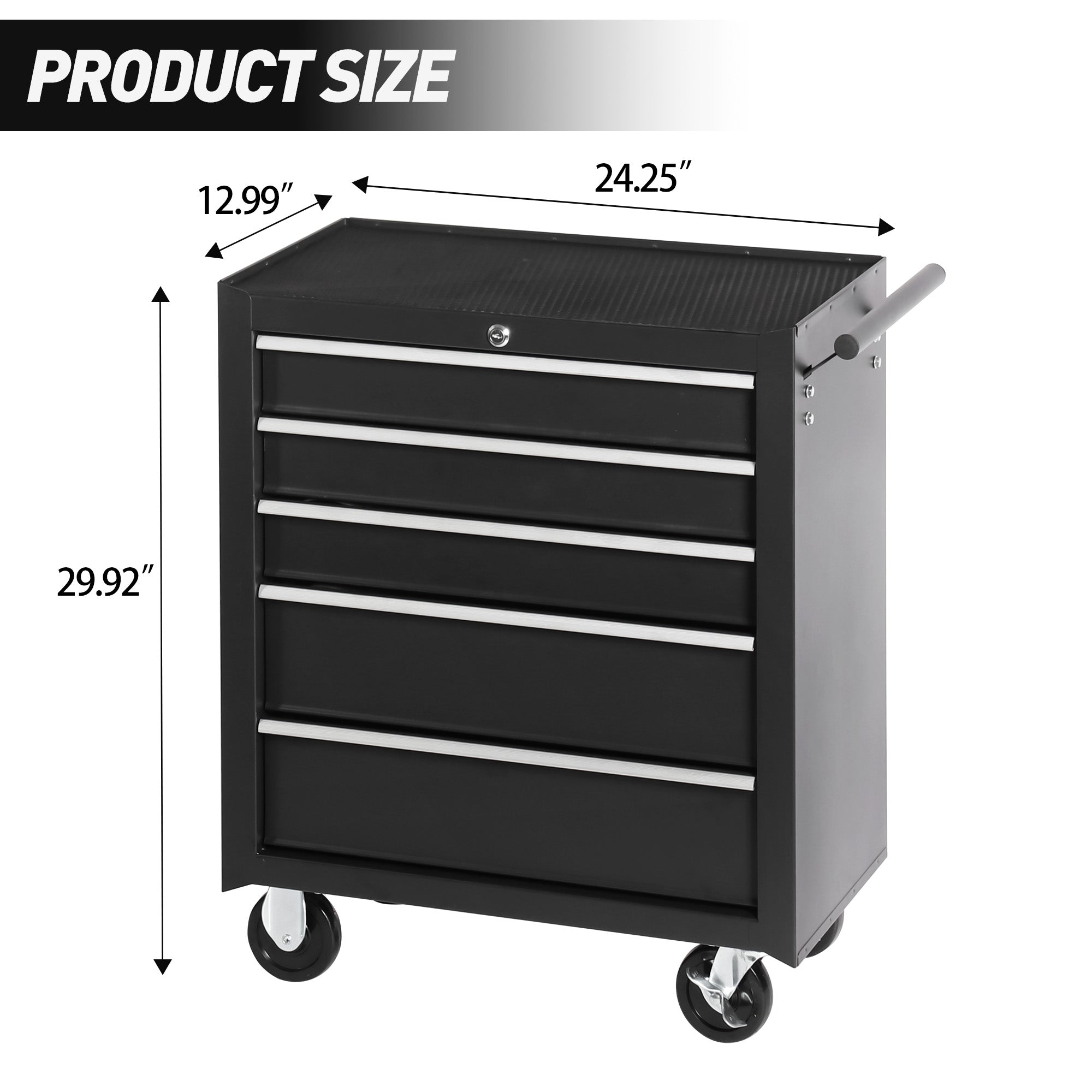 5-Drawer Rolling Tool Chest With Lock & Key