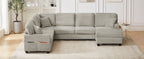 U-Shaped Sectional Sofa with Movable Ottoman and Side Storage Pockets