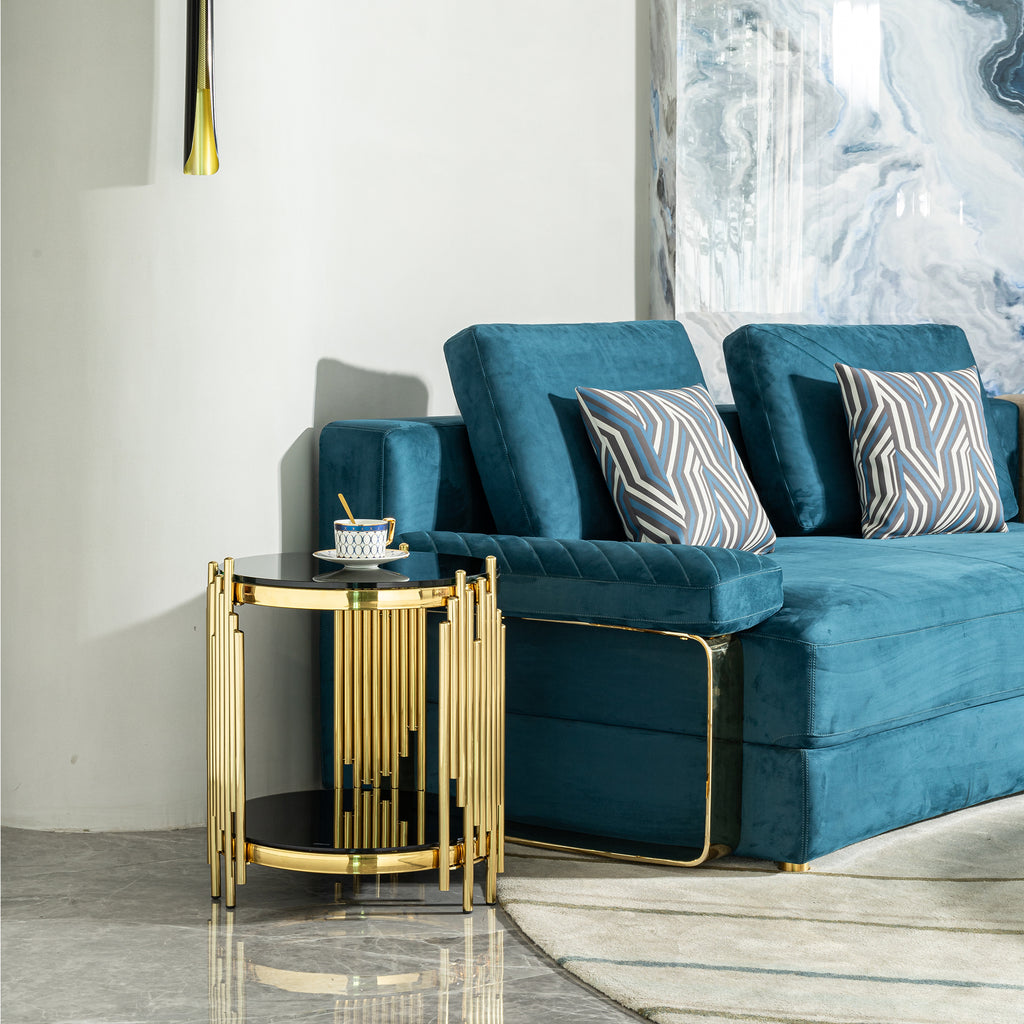 Luxury Round End Table with 2-Tier