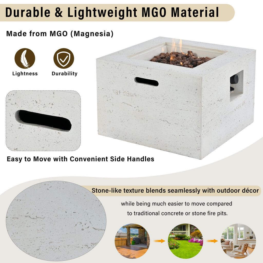 U_Style MGO Outdoor Square Fire Pit Table