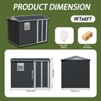9x6 FT Metal Garden Shed with Windows