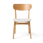 Set of 2 Dining Chairs - Upholstered Seat, Rubberwood Legs