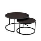 Modern Faux Leather Nesting Round Coffee Table