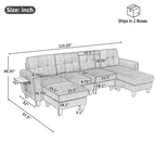 Modern Sectional Sofa 115" U-Shaped Sofa