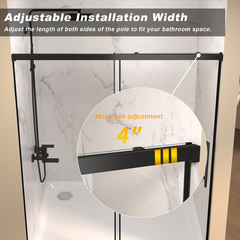 60" W × 72" H Single Sliding Shower Door