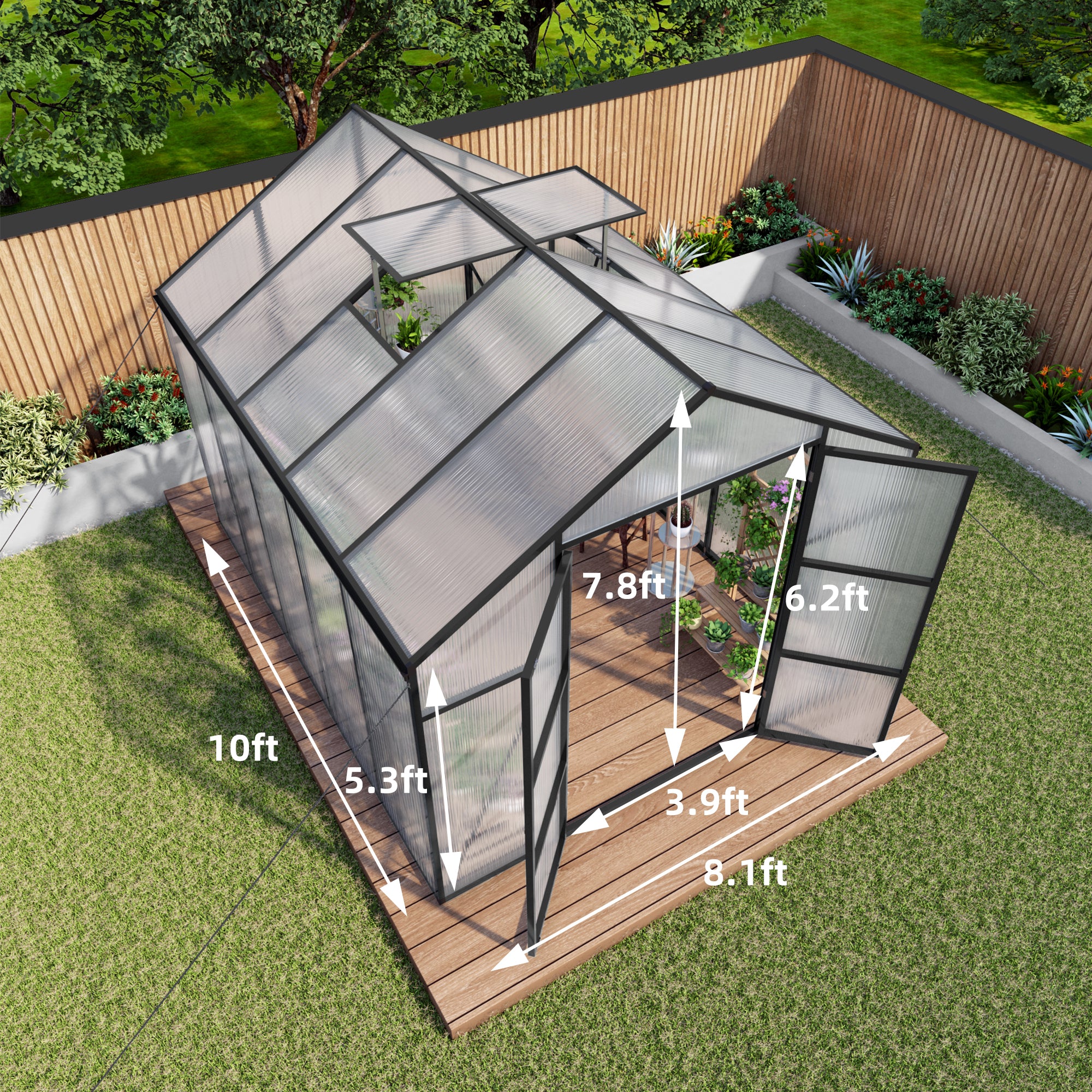 Newly Design Aluminum Frame Greenhouse 8x10 FT