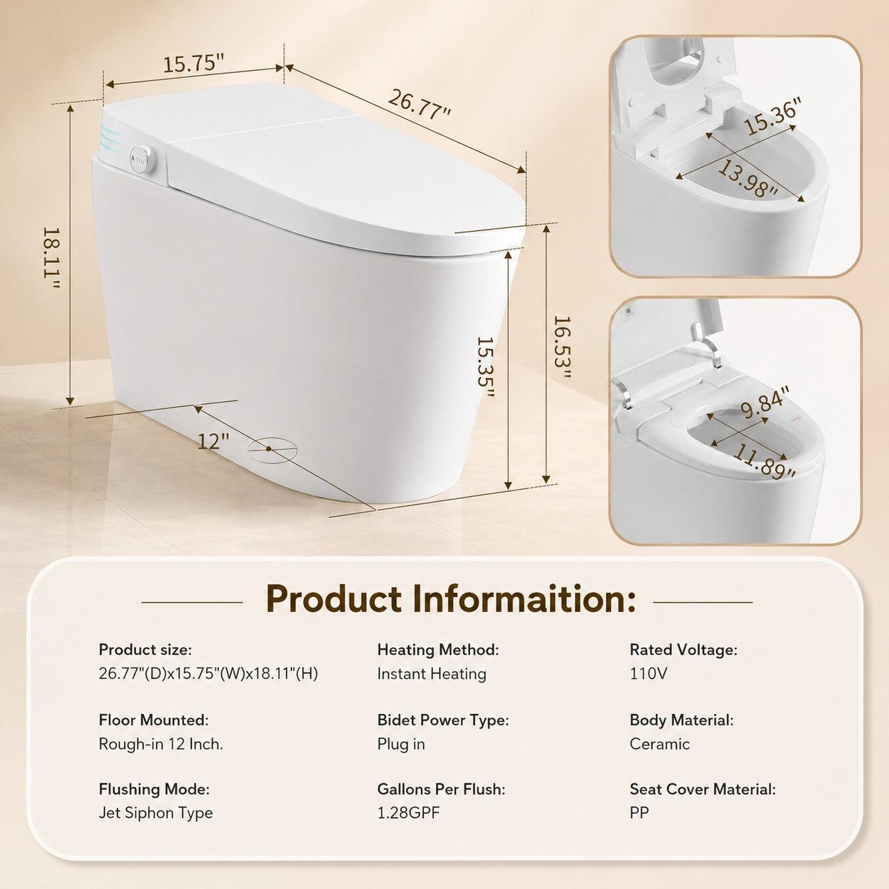 Smart Toilet With Built-In Bidet