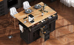 K&K 56.5'' Kitchen Island with Drop Leaf and Power Outlet