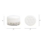 Yolanda 24" Round Upholstered Accent Ottoman, Almond