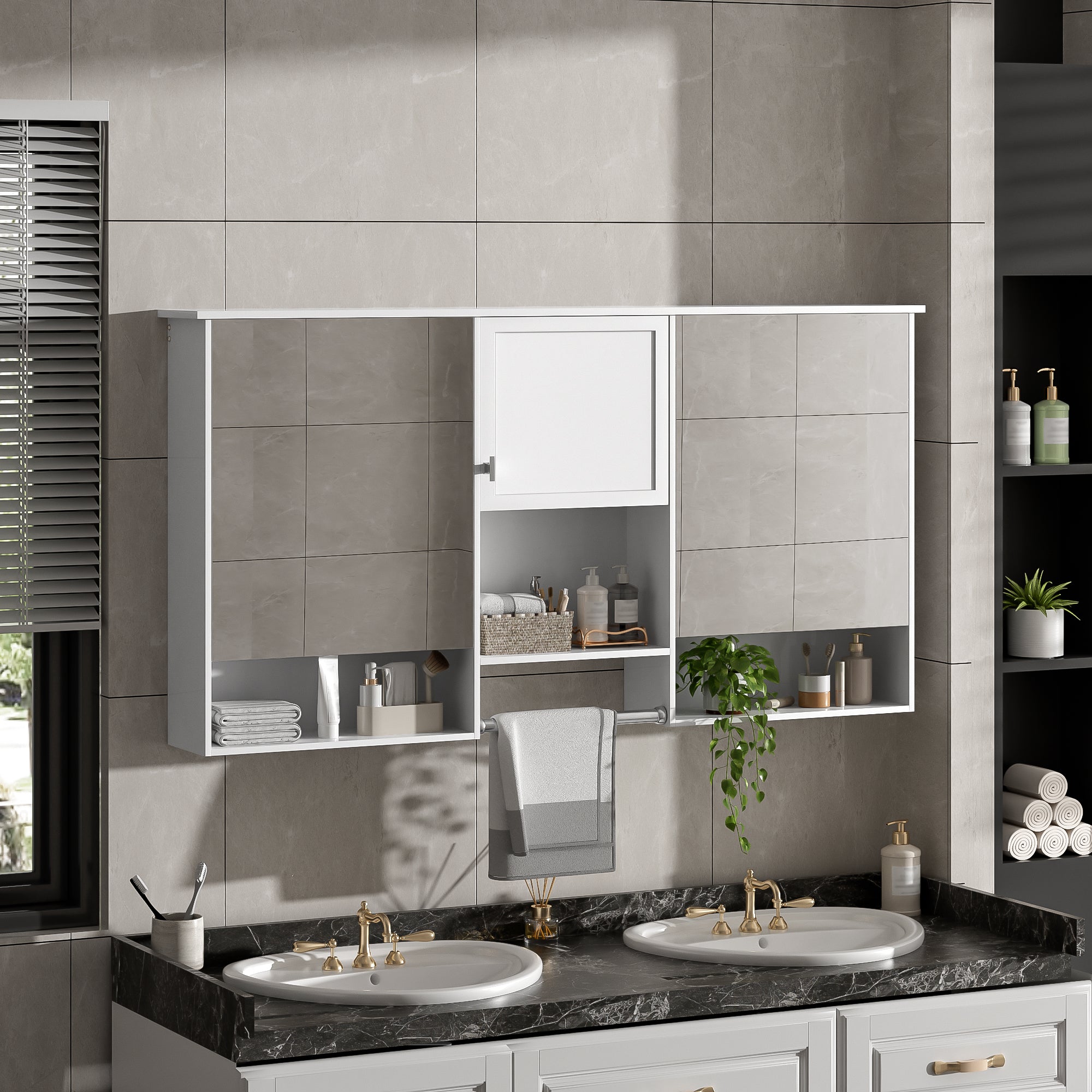 55 Inch Wall-Mount 3-in-1 Mirror Cabinet