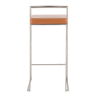 Contemporary Stackable Barstool with Camel Faux Leather - Set of 2