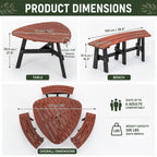 6-Person Semi-Circular Outdoor Solid Fir Wood Picnic Table Set