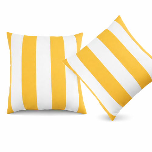 2 Pack Outdoor Throw Pillows in Yellow/White
