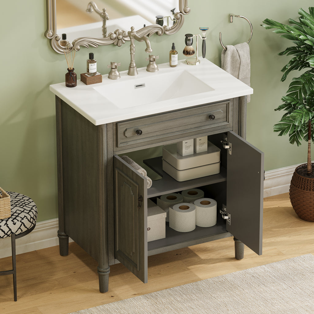 30 Inches Vintage Bathroom Vanity with Sink