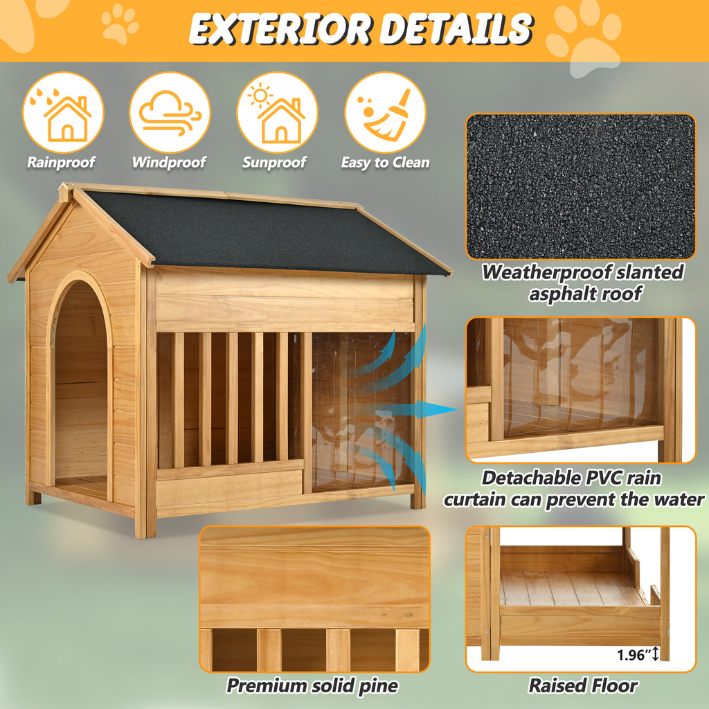 60.2" Large Outdoor Dog House with Insulated Liner