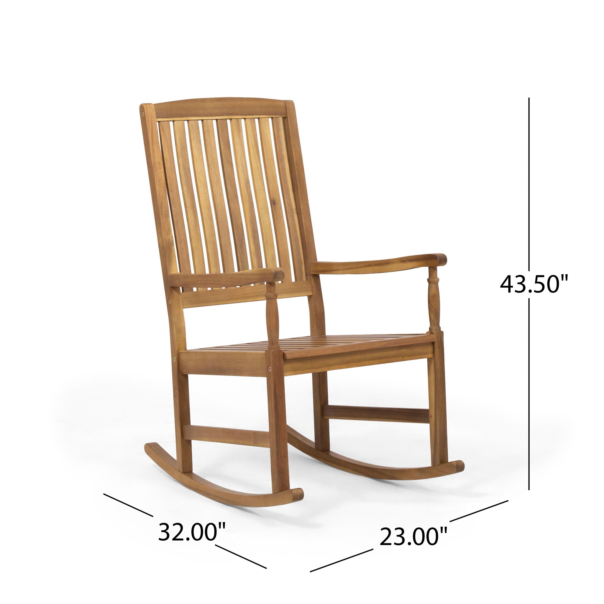 Muse Outdoor Acacia Rocking Chair with Slat Design - Teak