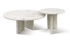 White Semi-Polished Marble Round Nesting Table Set of 2