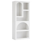 70.87” Tall White Geometric Arched 5-Shelf Art Display Bookcase