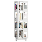 4-Tier All-Steel Rotating Bookshelf with 360° Wheels