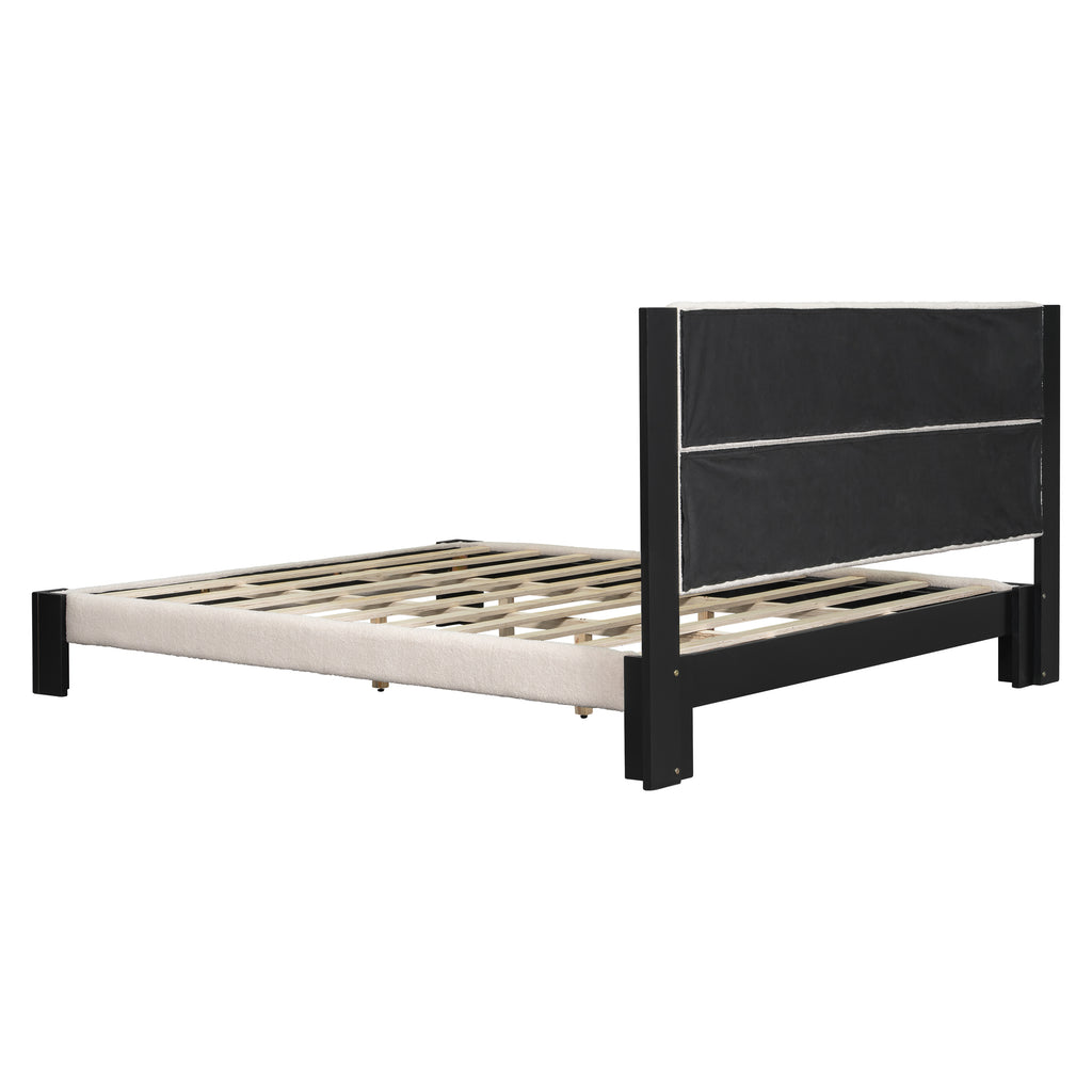 Boucle Cal King Bed Frame with Cube Headboard