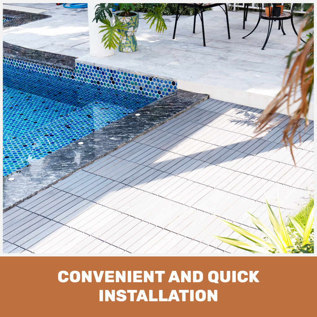 30 PCS Interlocking Deck Tiles Striped Pattern