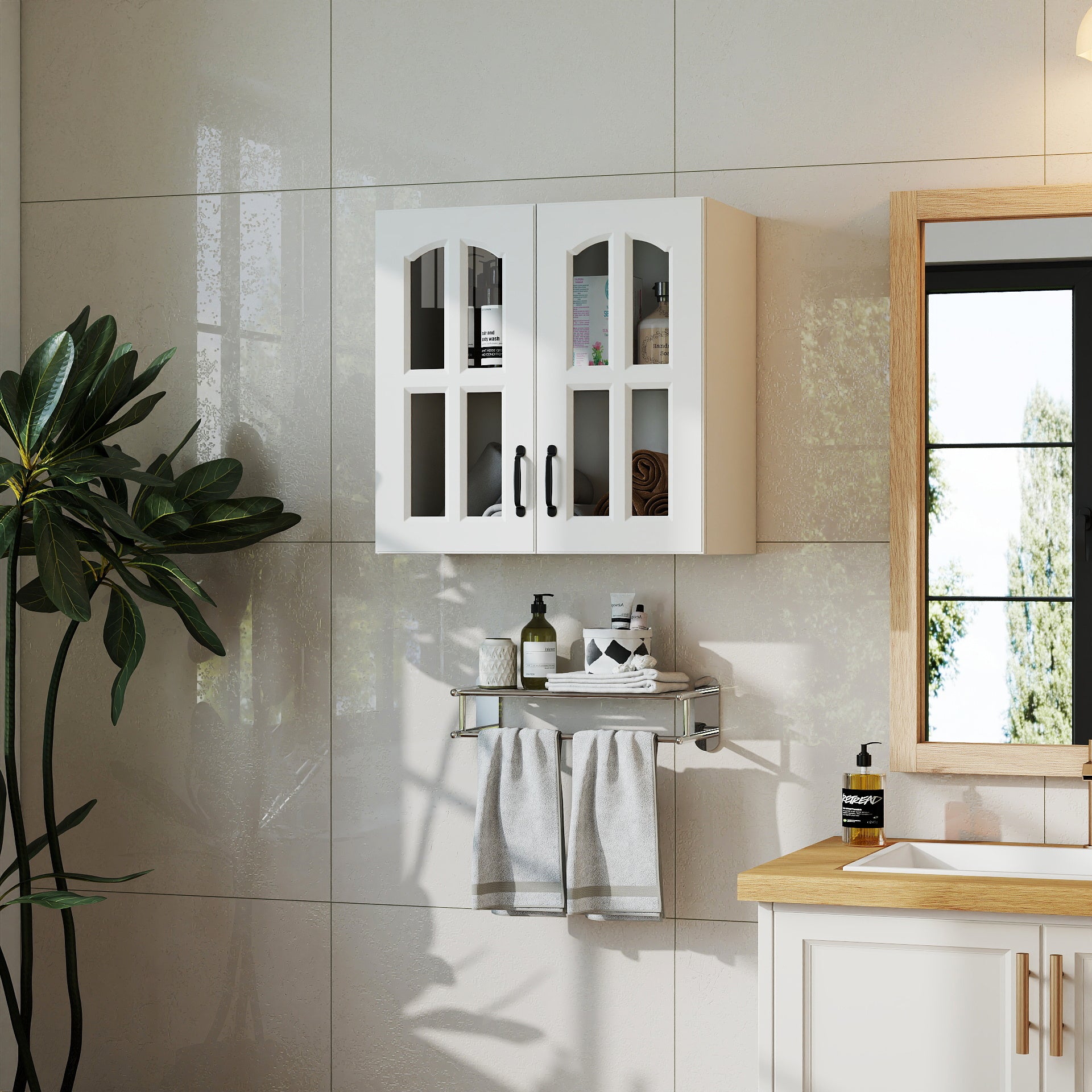 Wall Cabinet with Glass Doors