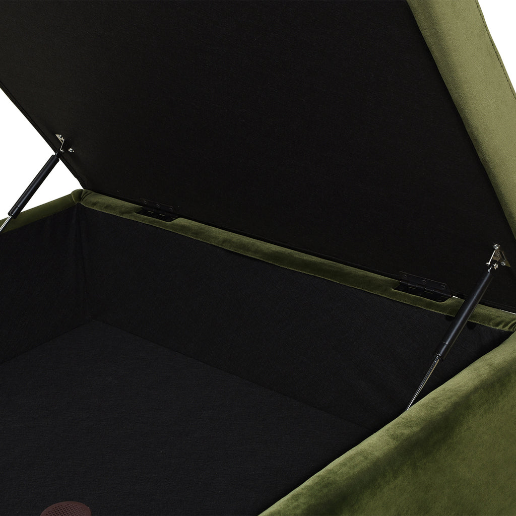 Knox 35" Square Storage Cocktail Ottoman, Olive