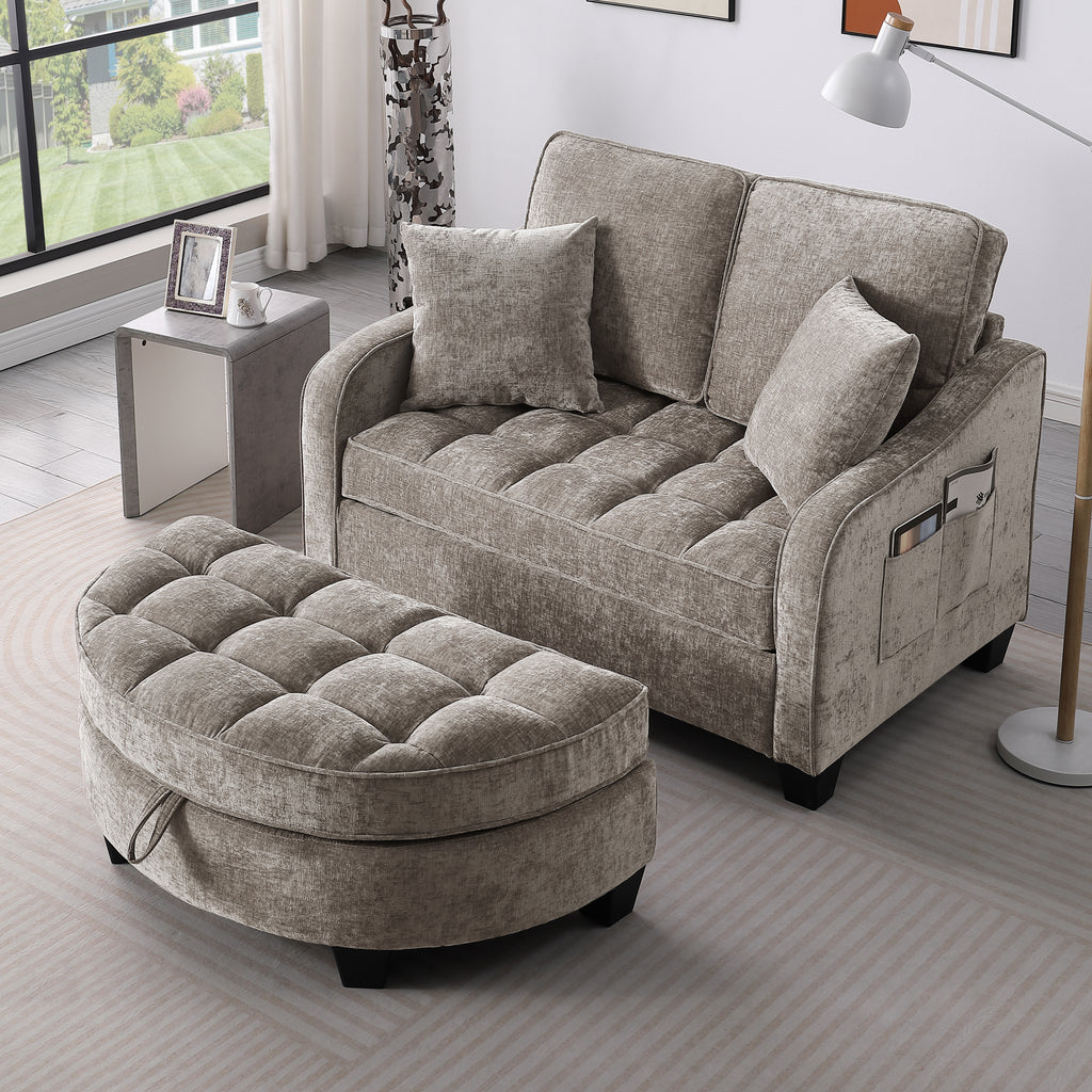 Two-Seater Sofa with Storage Footrest