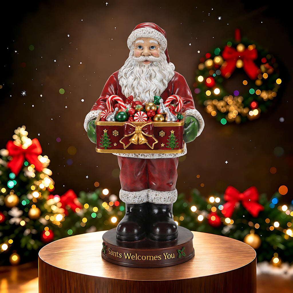 Christmas Santa Claus Statue with Storage Tray, Red and White