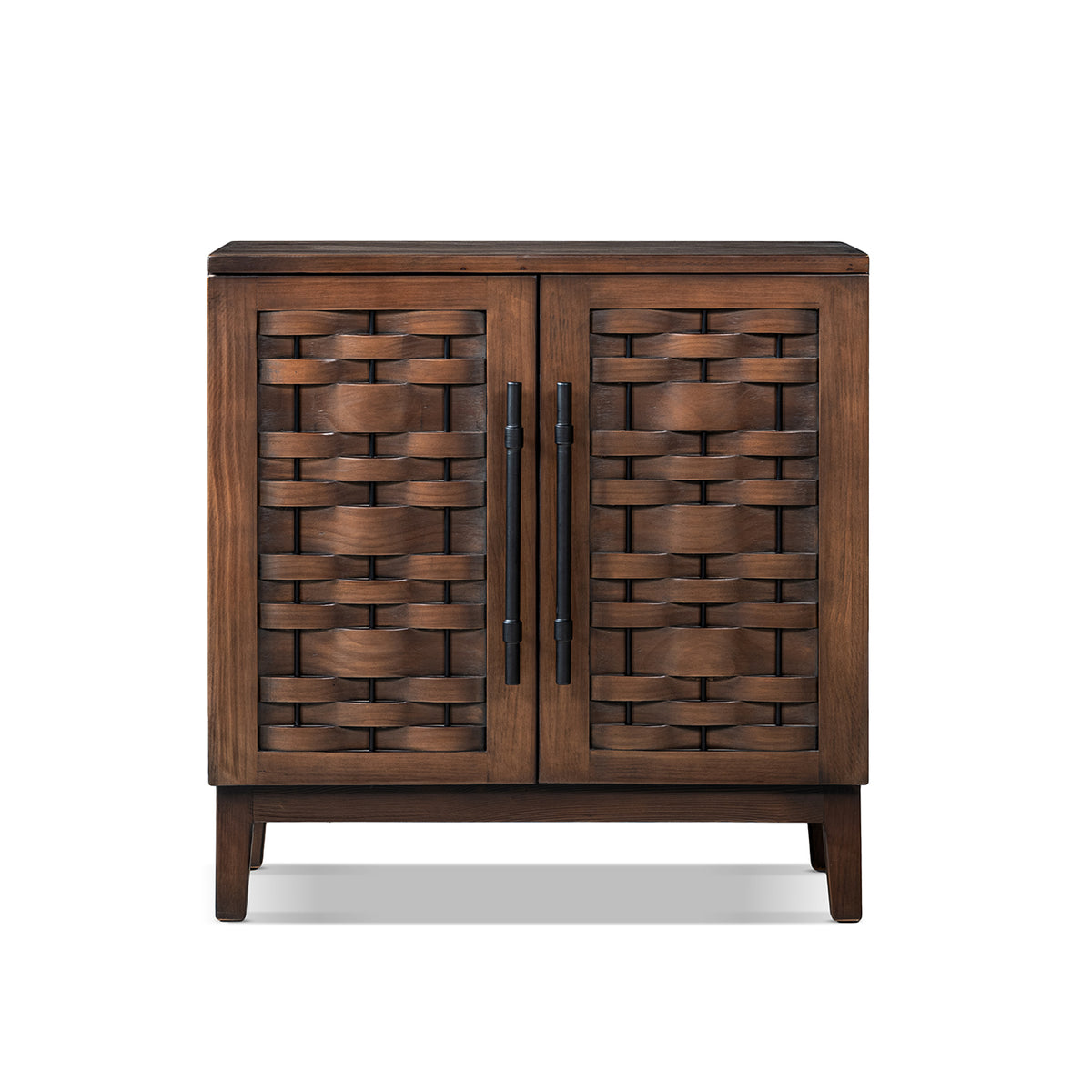 Koa 35-Inch Woven Wood Cabinet, Dark Brown