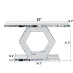 Sparkling Crystal Hexagon Mirror Entryway Console Table