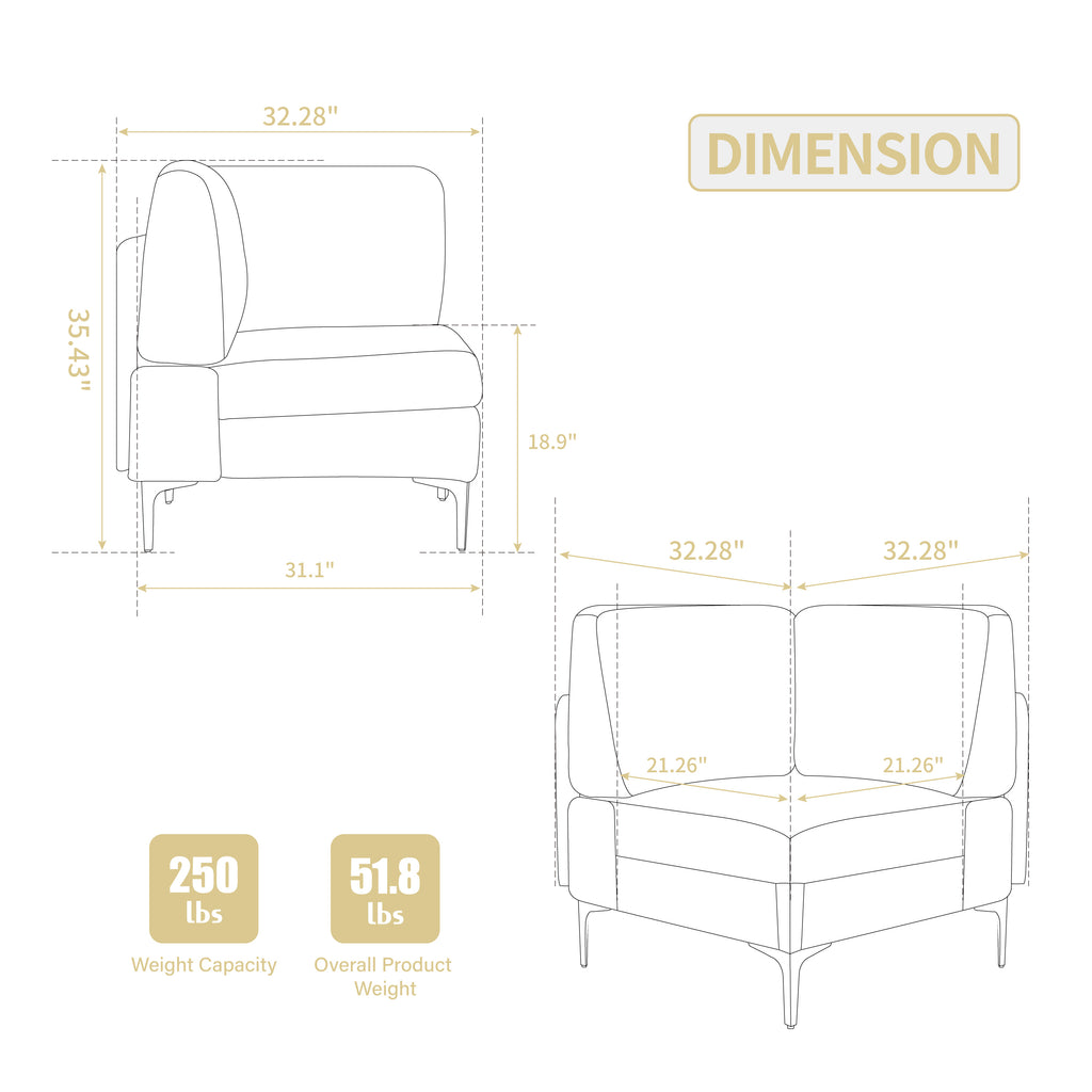 Modular Sectional Sofa Corner Seat, Middle Seat Module Couch