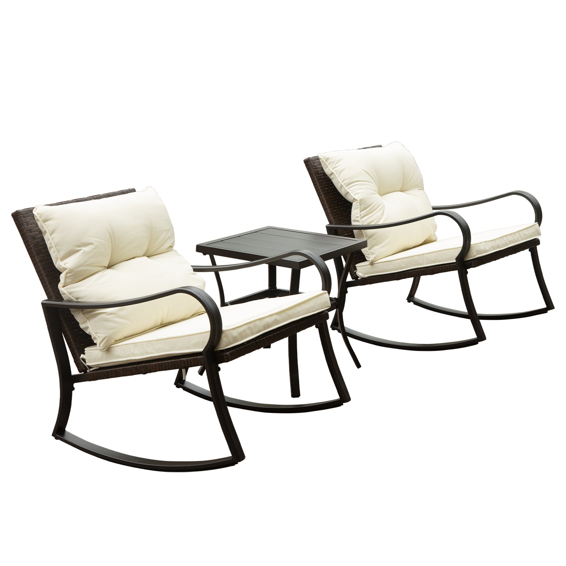 Metal 2-Person Outdoor Patio Rocking Seating Group with Cushions