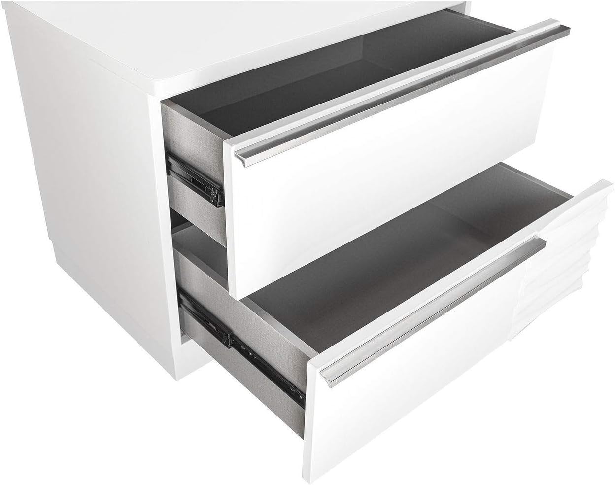 White Lacquer Wood 2-Drawer Nightstand
