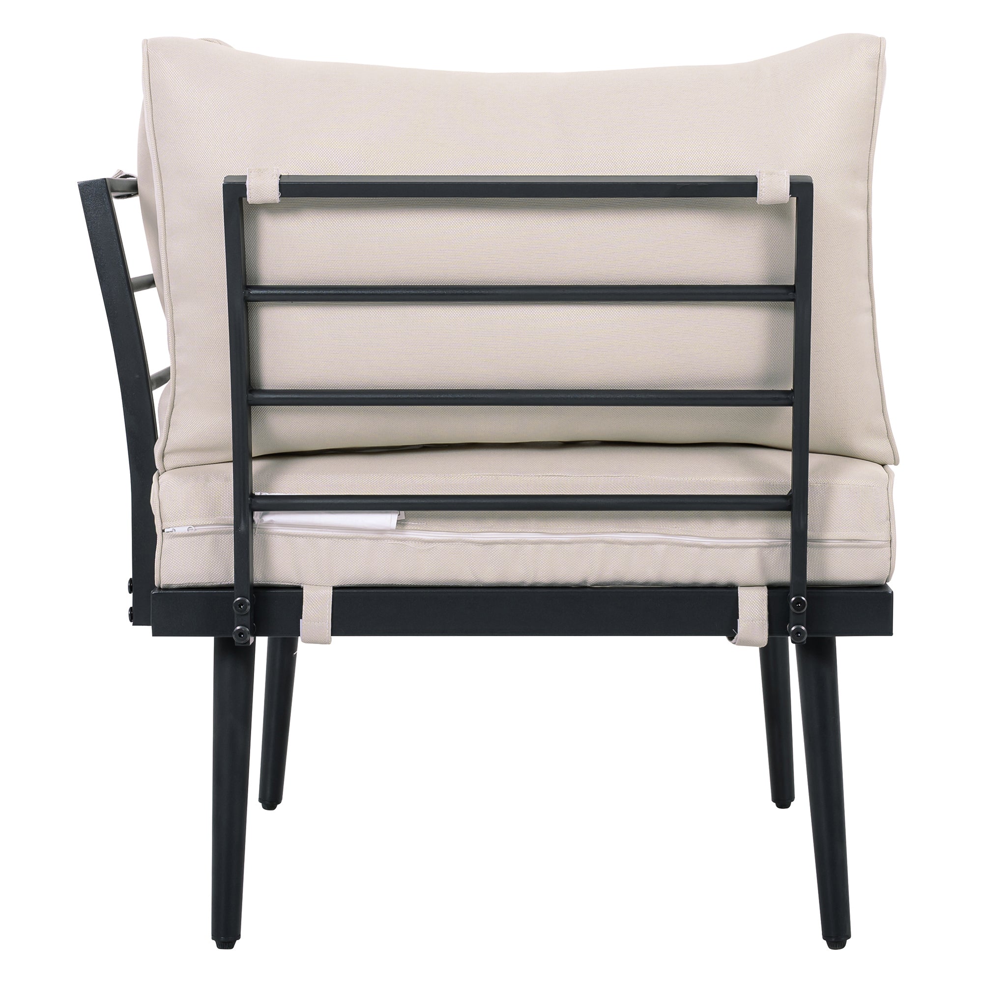 TREXM 6-Piece Outdoor Sectional Sofa Set with Round Nesting Coffee Tables