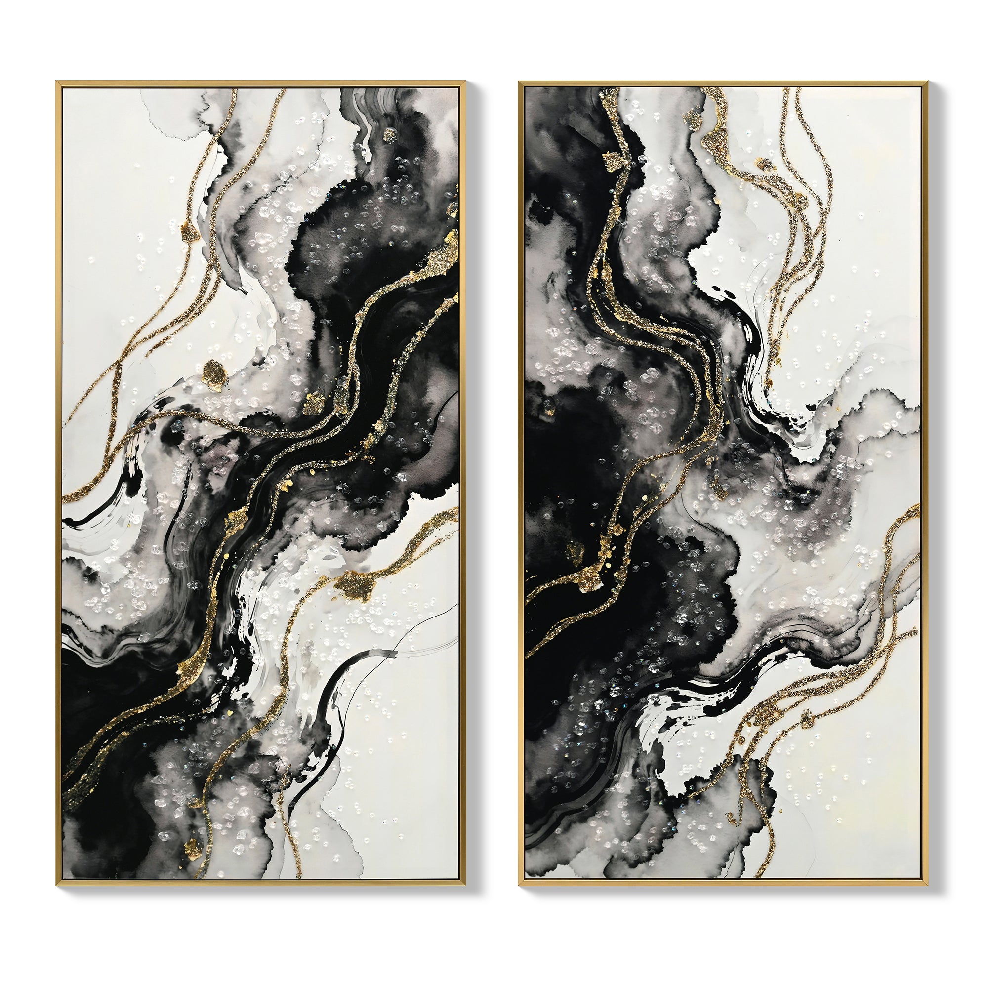 Eclipse Modern Black White & Gold Abstract Set