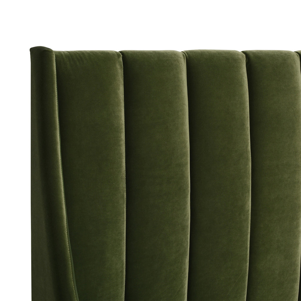 Aspen Vertical Tufted Modern Headboard Platform Bed Set, Queen, Olive