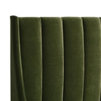Aspen Vertical Tufted Modern Headboard Platform Bed Set, Queen, Olive