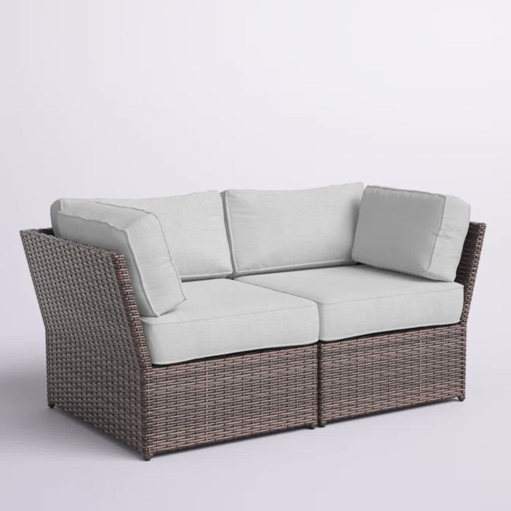 Fully Assembled 66" Outdoor Wicker Loveseat with Cushions