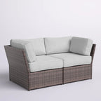 Fully Assembled 66" Outdoor Wicker Loveseat with Cushions