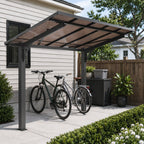 8x5ft Galvanized Steel Carport with Sloped PC Roof