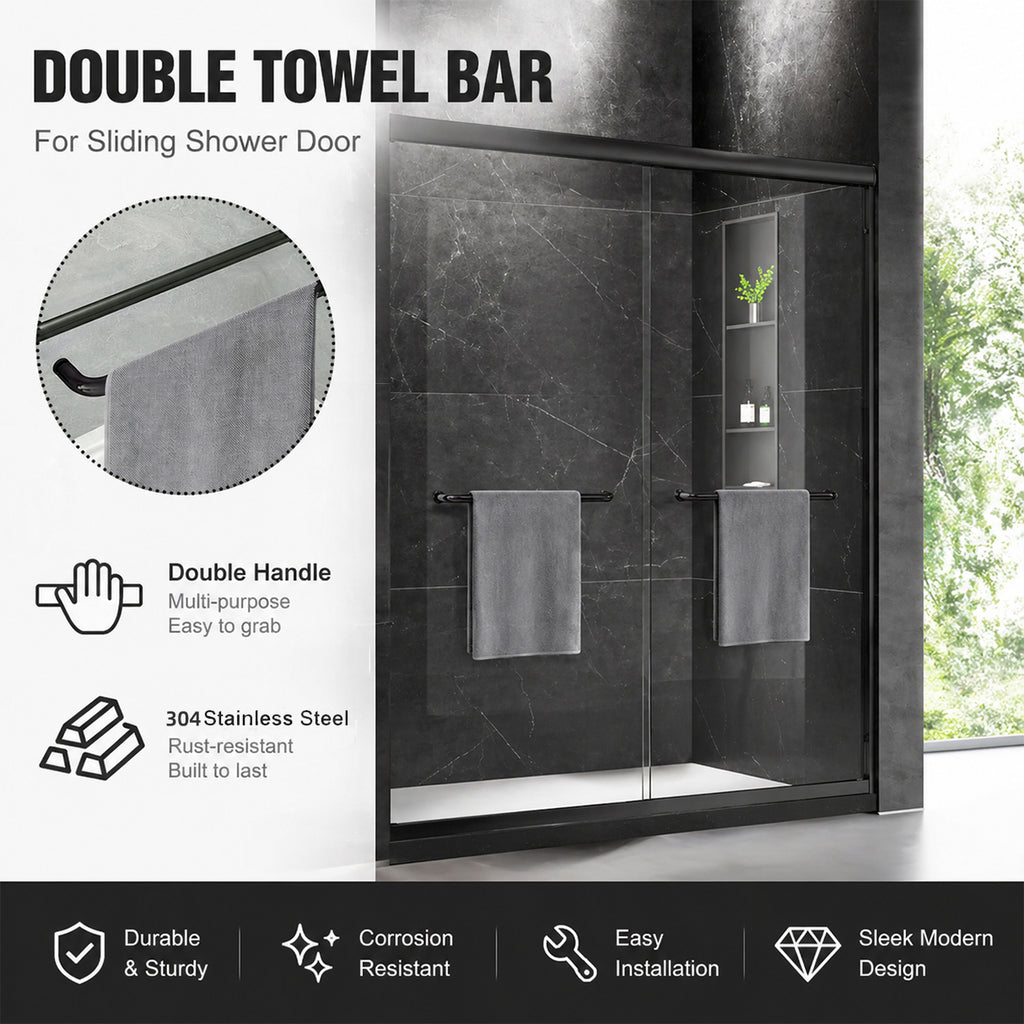60'' W x 74'' H Sliding Frameless Shower Door with 6mm Tempered Glass